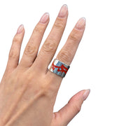 silver ring with enamel